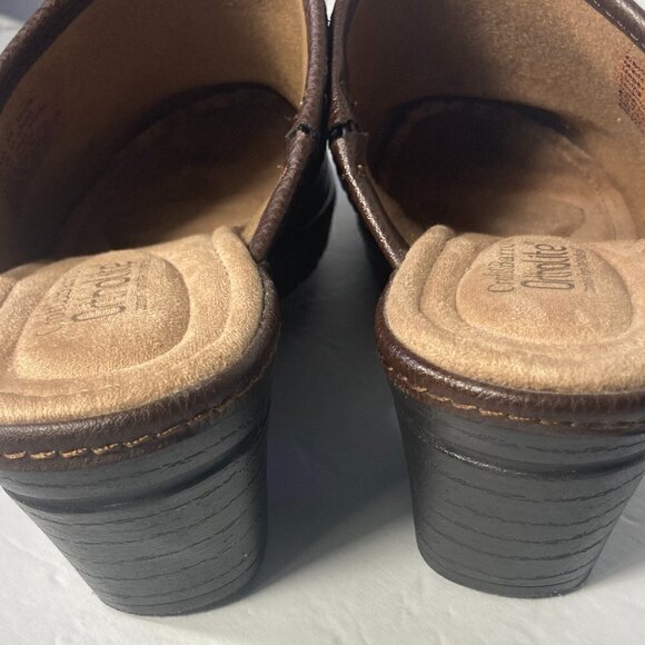 Croft & Barrow SZ 8.5 W Brown Faux Leather Clogs Othrolite Comfort Non-slip work - Picture 5 of 8